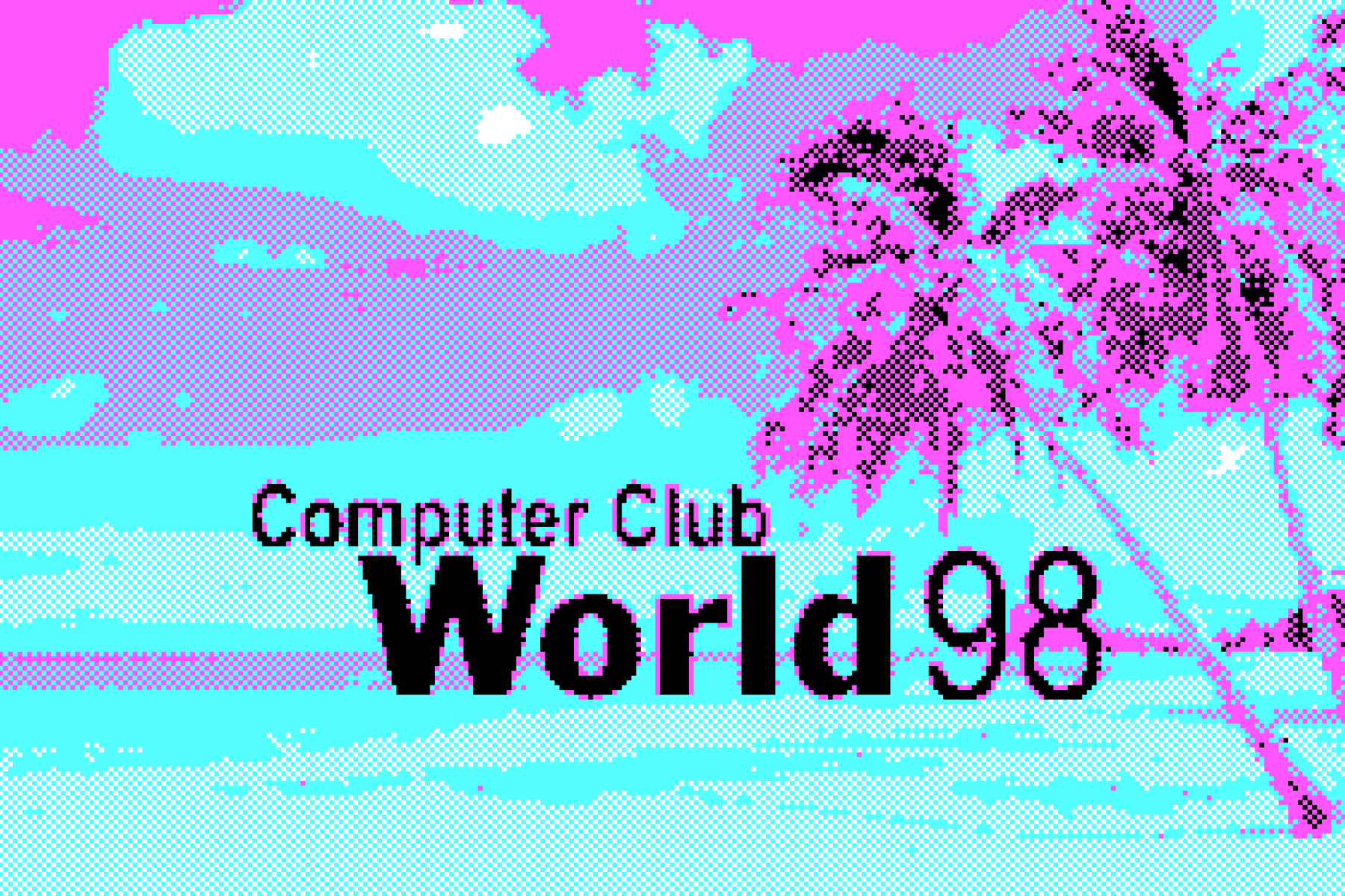 A Windows boot screen. It says: Computer Club World 98. It's heavily pixelated.